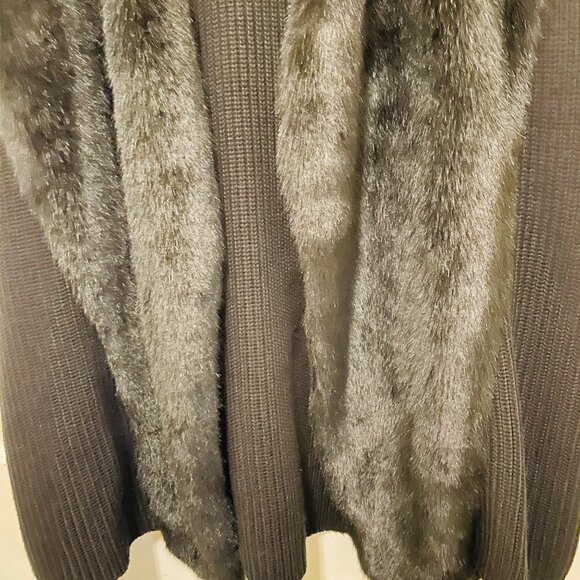 Alfani Womens 3X Black Faux Fur Trim Open Front Knit Vest - Picture 4 of 6